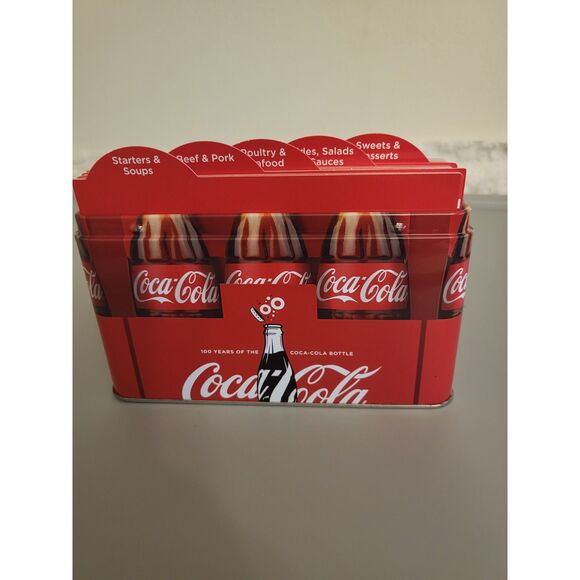 Coco Cola Red Tin Box Can With Recipes Included Open Pull Off Top Food Learning - Picture 2 of 8